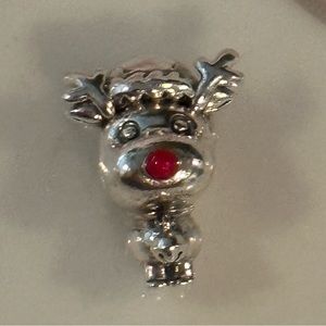 Pandora Moments Retired Christmas Sterling Silver Red Nose Reindeer Charm